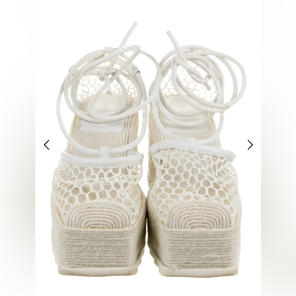 BOTTEGA VENETA MESH ESPADRILLE PLATFORM WEDGES WOMEN WHITE | WHITE SANDALS - Picture 3 of 16